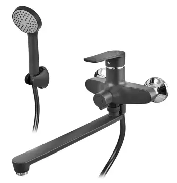 Змішувач для ванни PLAMIX OSCAR-006 EURO SET BLACK пластиковий з довгим поворотним виливом (MX1896)