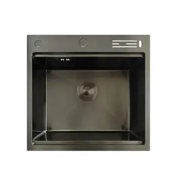 Мийка з нерж. сталі MIXXUS MH5050-SK NANO-BLACK зі сходинкою для сушарки, з підставкою під ножі (Колір графіт) (MX1940)