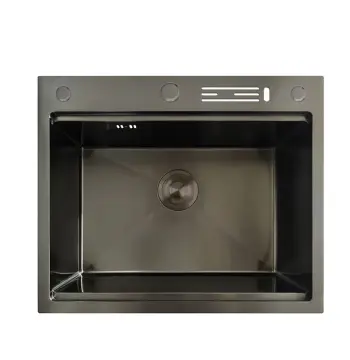Мийка з нерж. сталі MIXXUS MH6050-SK NANO-BLACK (3.0/0.8) зі сходинкою для сушарки, з підставкою під ножі (Колір графіт) (MX1942)