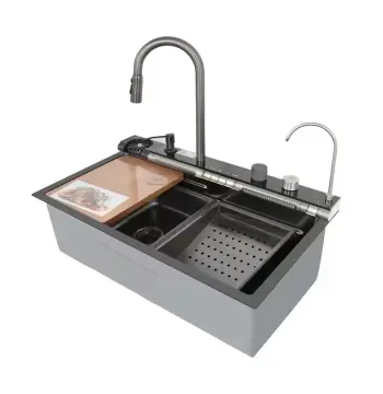 Мийка багатофункціональна з вбудованим змішувачем MIXXUS MH7546-SET-07 DECOR NANO-BLACK з нерж. сталі (Колір графіт) (MX9578)