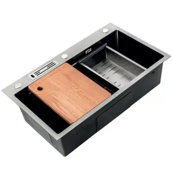 Мийка з нерж. сталі MIXXUS PREMIUM MH7545-SET-05 MICRO DECOR NANO-BLACK (3.0/0.8) комплект (Колір графіт) (MX9633)