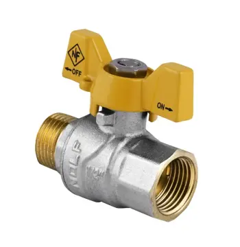 Кран кульовий Nolf NF.722 - 1/2" FM ГШМ YELLOW, ручка "метелик" жовта (NF2951)