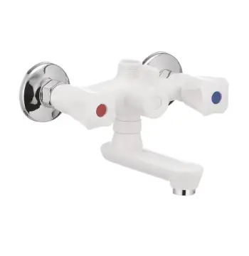 Змішувач для ванни PLAMIX Omega-142 білий з abs-пластику, двовентильний (PM0021)