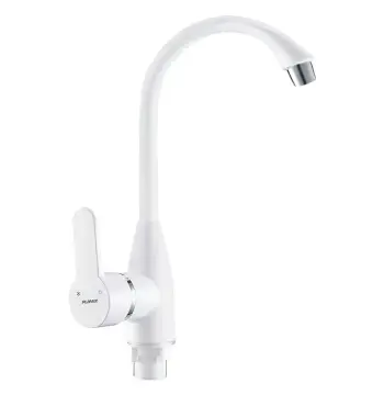 Смеситель для кухни Plamix Mario-011 белый из ABS-пластика с гибкой подводкой (PM0605)