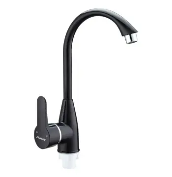 Смеситель для кухни Plamix Mario-011 из ABS-пластика черный высокий с гибкой подводкой (PM0606)