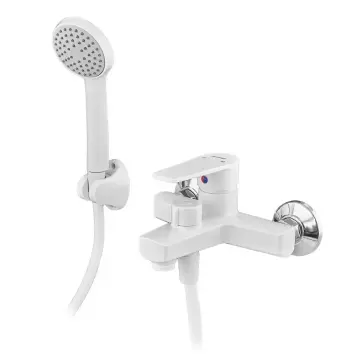 Змішувач для ванни PLAMIX OSCAR-009 пластиковий білий з душовим набором (PM0699)