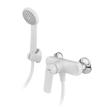 Змішувач для душу Plamix Lucas-003 SET пластиковий білий з лійкою, шлангом та тримачем (PM0711)