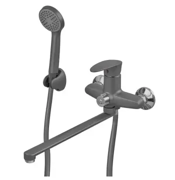 Змішувач для ванни Plamix Cezar-006 EURO SET пластиковий графітовий з довгим виливом (PM0747)