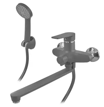 Змішувач для ванни Plamix Oscar-006 Euro SET графітовий з ABS-пластику з поворотним виливом та душовим набором (PM6098)