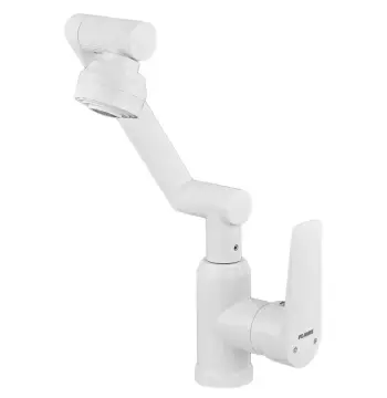 Змішувач для умивальника Plamix Oscar-001-FX SET White пластиковий з поворотним виливом та підведенням (PM6105)