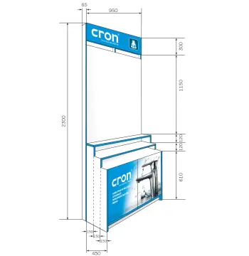Стенд виставковий CRON 3 ПОЛІЦІ (95 см) (без кріплень)