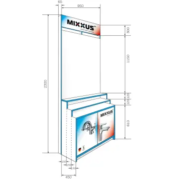 Стенд виставковий MIXXUS 3 полиці (95 см), без кріплень (ST0566)
