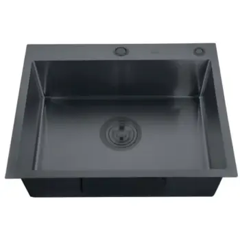 Мийка Zerix ZH5843B-215 (3.0/1.0) PVD-Black з диспенсером та сушаркою для посуду (ZM5561)