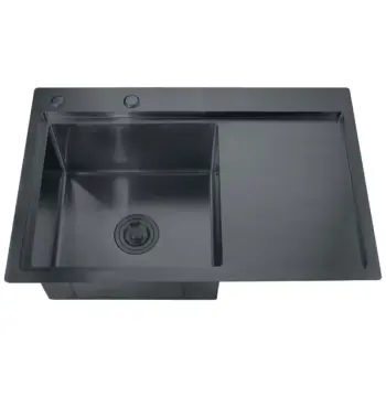 Мийка Zerix ZH7849LB-215 (3.0/1.0) PVD-Black з диспенсером та сушаркою для посуду (ZM5567)