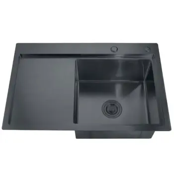 Мийка Zerix ZH7849RB-215 (3.0/1.0) PVD-Black з диспенсером та сушаркою для посуду (ZM5569)