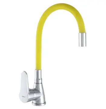Змішувач для кухні Zerix SOP7 146 хром/жовтий з гнучким виливом (ZX2661)