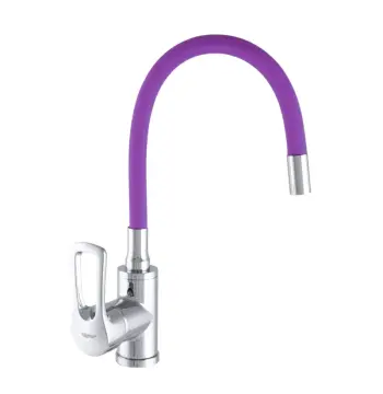 Змішувач для кухні Zerix SAR 181 Reflector Purple хром/фіолетовий з гнучким силіконовим виливом (ZX2673)