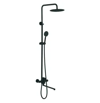Душова DAX-006-J-35cm колона Zerix DAX-006-J з нержавіючої сталі чорна матова з довгим поворотним виливом 35 см (ZX4829)