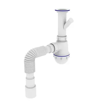Сифон для кухні Zerix SK-01-B 1 1/2"x40 з литим випуском та відведенням для пральної машини (ZX4951)