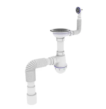 Сифон для кухні Zerix SK-02-C 3 1/2"x40 з різьбовим випуском та круглим переливом (ZX4954)