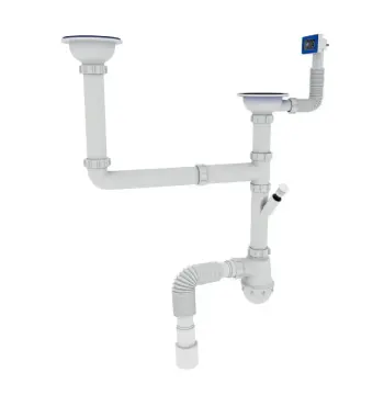 Сифон для кухні ZERIX SK-03-A 3 1/2"x40 з двома різьб. випусками та відведенням для пральної машини (ZX4955)