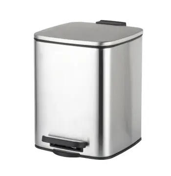 Відро для сміття з плавним закриттям квадратне ZERIX KUBIX-TC0106 SS COLOR 6л (колір нержавійка) (ZX5889)