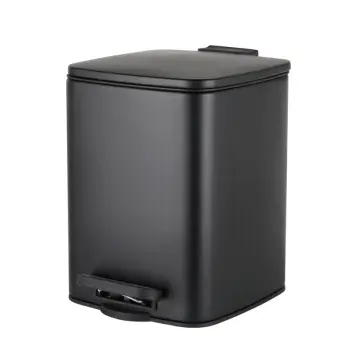 Відро для сміття з плавним закриттям квадратне ZERIX KUBIX-TC0106 BLACK 6 л (колір чорний) (ZX5890)