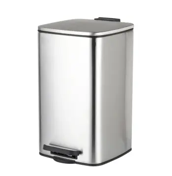 Відро для сміття з плавним закриттям квадратне ZERIX KUBIX-TC0108 SS COLOR 8л (колір нержавійка) (ZX5891)