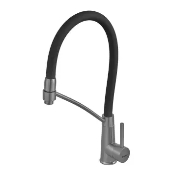 Змішувач для кухні ZERIX FUL-017 Graphite Refl.Black з нержавіючої сталі SUS304, графіт, з гнучким силіконовим виливом (ZX5995)