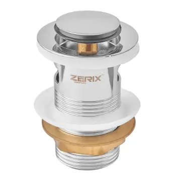 Донний клапан для раковини з переливом ZERIX BV-05 автоматичний (Click-Clack) (Колір хром) 1 1/4'' (ZX6022)