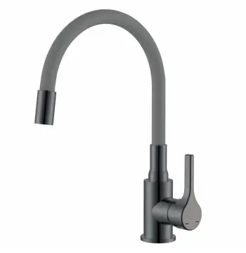 Змішувач для кухні Zerix Rex-011 Graphite Refl.Grey з нержавіючої сталі з сірим силіконовим виливом (ZX6130)