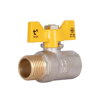 Кран кульовий Thermo Alliance Base SD607G15 латунний для газу 1/2" ВЗ з ручкою-метеликом (SD607G15)