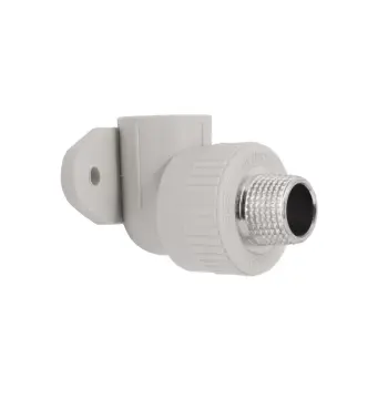 Кутик PPR Blue Ocean 20х1/2" 90° сірий, настінний з кріпленням та латунною зовнішньою різьбою (BOETE12001XXX)