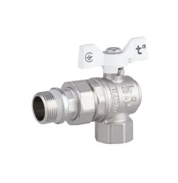 Кран кульовий з американкою Thermo Alliance Forte SF223W20 латунний нікельований кутовий 3/4" з антипротіканням (SF223W20)