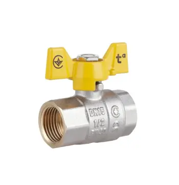 Кран кульовий Thermo Alliance Standart латунний для газу 1/2" ВВ з ручкою-метелик SD602NG15PN40 (SD602NG15PN40)