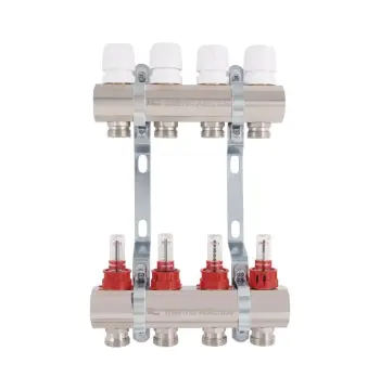 Колектор для теплої підлоги Thermo Alliance Standart SD235W4 латунний з витратомірами на 4 виходи 1 (SD235W4)