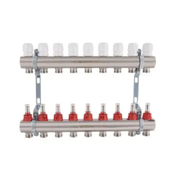 Колектор Thermo Alliance Standart SD235W9 латунний з витратомірами, 1" на 9 виходів (SD235W9)