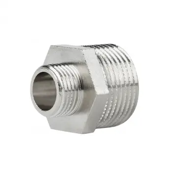 Ніпель редукційний Icma 1/2х1 1211 1/2"х1" латунний нікельований, зовнішня/зовнішня різьба (811211ADAF06)