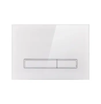 Панель змиву для унітаза Qtap Nest QT0111V1105GW скляна біла глянцева механічна дворежимна (QT0111V1105GW)
