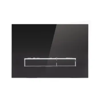 Панель змиву Qtap Nest QT0111V1107GB скляна чорна глянцева, дворежимна (QT0111V1107GB)