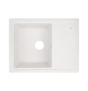 Кухонна мийка Lidz 620×435 мм/200 WHI-01 зі штучного каменю біла з універсальним крилом (LIDZWHI01620435200)