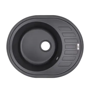 Кухонна мийка Lidz 620×500 мм/200 BLA-03 чорна зі штучного каменю з універсальним крилом (LIDZBLA03620500200)
