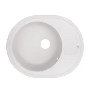 Кухонна мийка Lidz 620×500 мм/200 WHI-01 зі штучного каменю біла овальна врізна з універсальним крилом (LIDZWHI01620500200)