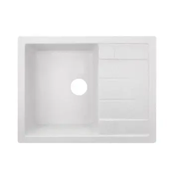 Кухонна мийка Lidz 650×500 мм/200 WHI-01 біла зі штучного каменю з універсальним крилом (LIDZWHI01650500200)