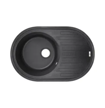 Кухонна мийка Lidz 780×500 мм/200 BLA-03 чорна зі штучного каменю з крилом (LIDZBLA03780500200)