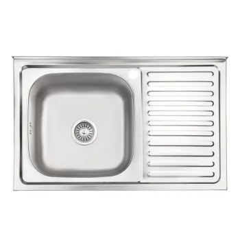 Кухонна мийка Lidz 5080-L з нержавіючої сталі сатинована 0, 8 мм (LIDZ5080LSAT08)