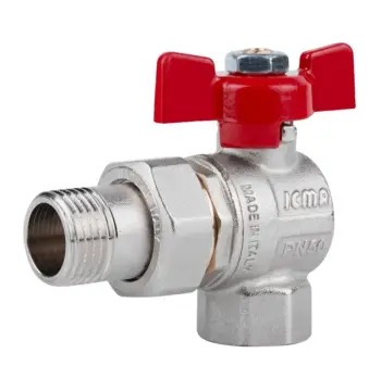 Кран кульовий Icma FAR. ROSSA №361 латунний кутовий 1/2" ВЗ (87361AD11)