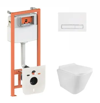 Готове рішення Qtap для ванної кімнати: підвісний унітаз Tern Rimless 490x340x350 + комплект інсталяції Nest 4 в 1 (лінійна клавіша White)