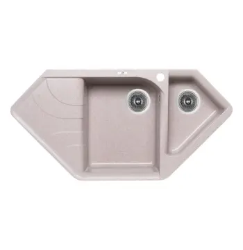 Кухонна мийка Lidz MAR-07 1000×500 мм пісочна зі штучного каменю з додатковою чашею та лівим крилом (LIDZMAR071000500225)