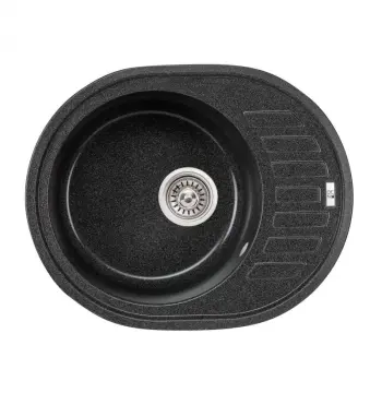 Кухонна мийка Lidz 620×500 мм/200 GRF-13 графітова зі штучного каменю з універсальним крилом (LIDZGRF13620500200)